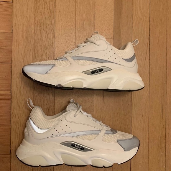 Dior b22 White Technical Mesh with White and Silver-Tone Calfskin - Picture 2 of 9